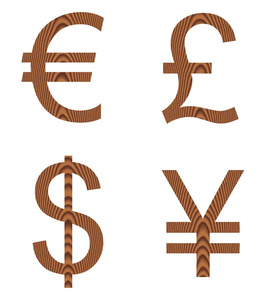 Wooden Currency Signs — Stock Photo, Image