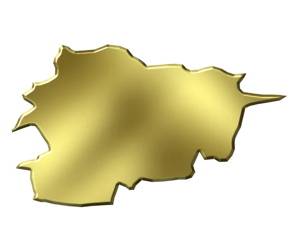 Ανδόρα 3d χάρτη χρυσή — Φωτογραφία Αρχείου
