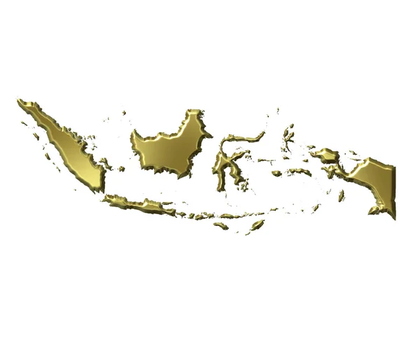 Indonesia 3d Golden Map — Stock Photo, Image