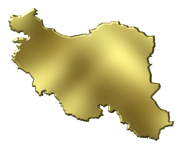 Iran 3d goldene Karte — Stockfoto