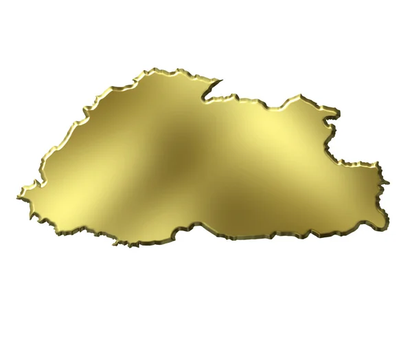 不丹 3d 黄金地图 — 图库照片