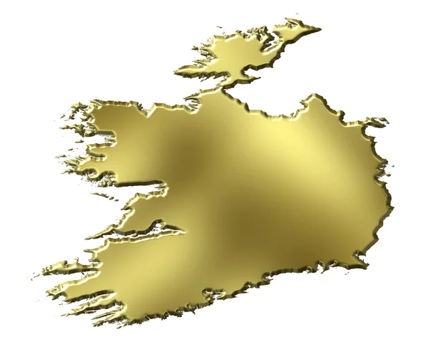 Ιρλανδία 3d χάρτη χρυσή — Φωτογραφία Αρχείου