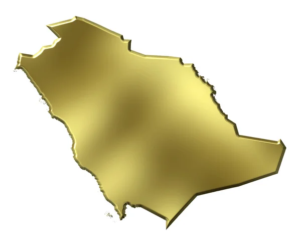沙特阿拉伯 3d 黄金地图 — 图库照片