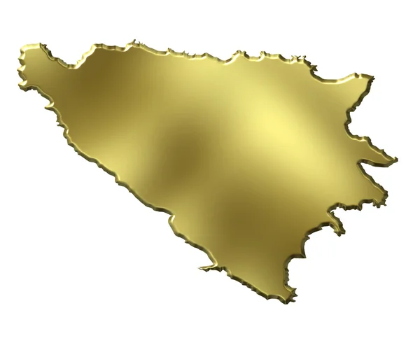 Bosnien och Hercegovina 3d gyllene karta — Stockfoto