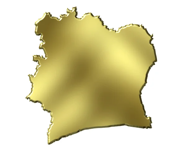 Pobřeží slonoviny 3d zlatá mapa — Stock fotografie