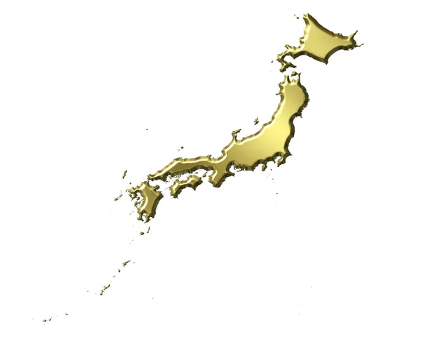 Japonia mapa 3d złoty — Zdjęcie stockowe