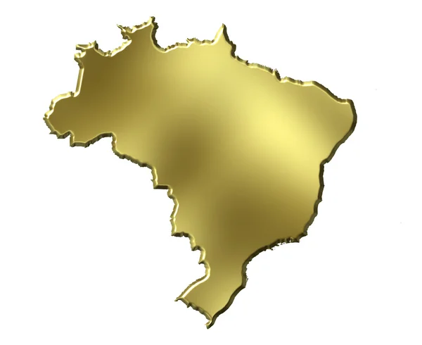 Brasil 3d Mapa Dourado — Fotografia de Stock