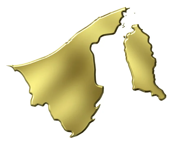 Brunei 3d mapa de oro —  Fotos de Stock