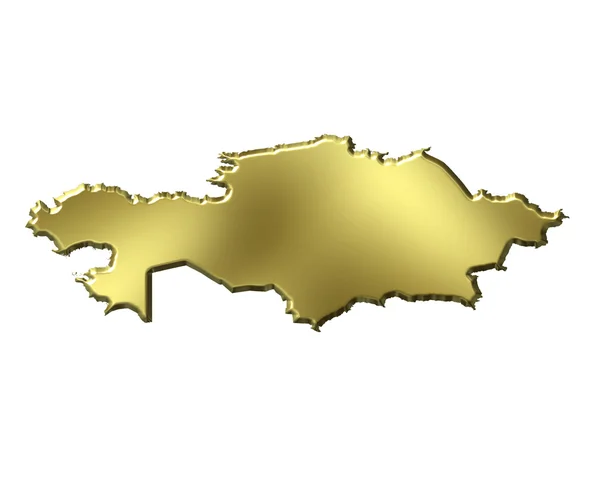 Kazakhstan 3d Golden Map — Stock Photo, Image
