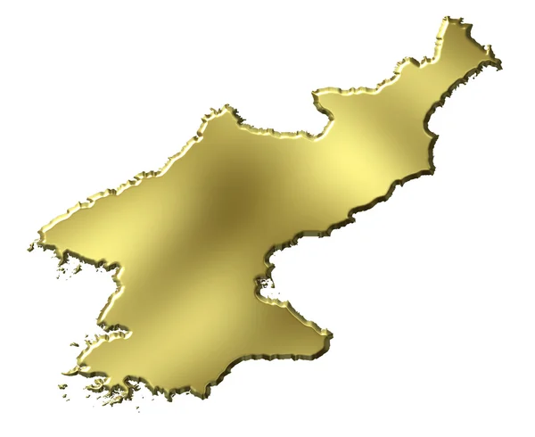 Corea del Nord 3d mappa dorata — Foto Stock