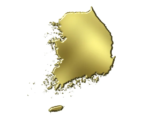 Corea del Sur 3d mapa de oro —  Fotos de Stock