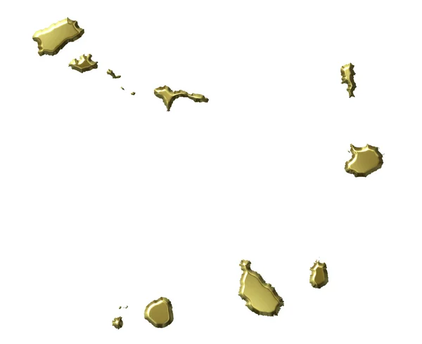 3D-gouden kaart van Kaapverdië — Stockfoto