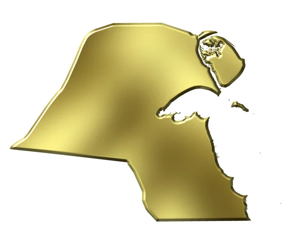 Kuwait 3d mapa de oro —  Fotos de Stock