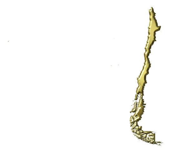 Chile 3d Golden Map — Stock Photo, Image
