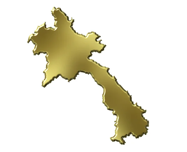 Laos 3d mapa dourado — Fotografia de Stock
