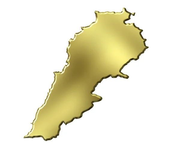 Libanon 3d goldene karte — Stockfoto