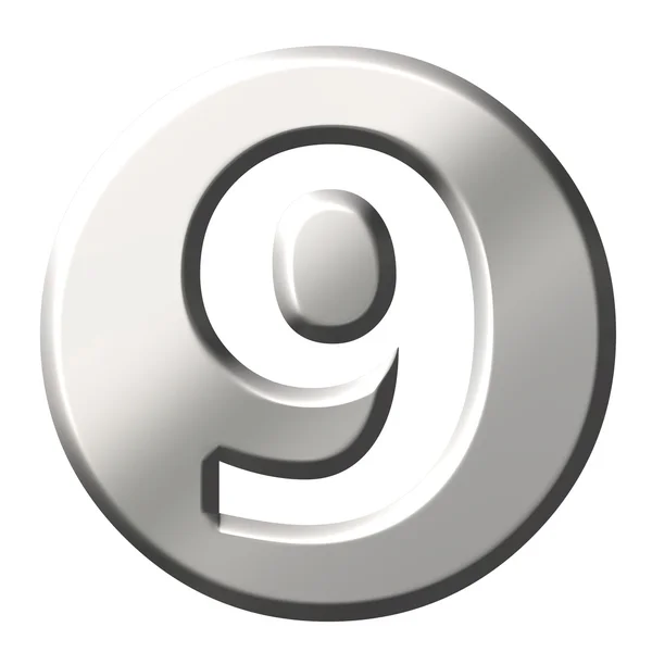 3D Steel Number 9 — Stock Photo, Image