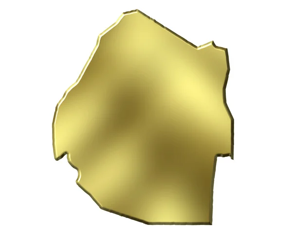 Σουαζιλάνδη 3d χάρτη χρυσή — Φωτογραφία Αρχείου