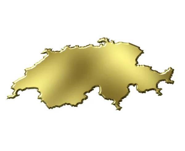 Ελβετία 3d χάρτη χρυσή — Φωτογραφία Αρχείου