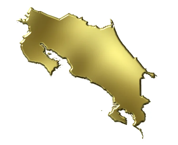 Costa Rica 3d mapa dourado — Fotografia de Stock