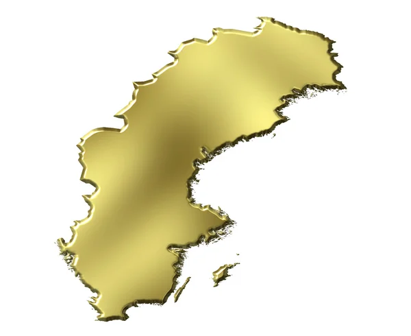 Svezia 3d Mappa d'oro — Foto Stock