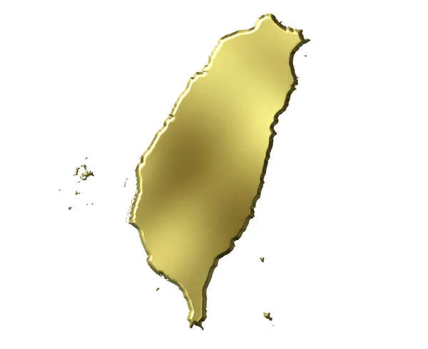 Tajwan map 3d złoty — Zdjęcie stockowe