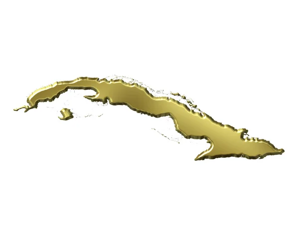 Mapa dourado de Cuba 3d — Fotografia de Stock