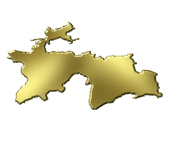Τατζικιστάν 3d χάρτη χρυσή — Φωτογραφία Αρχείου