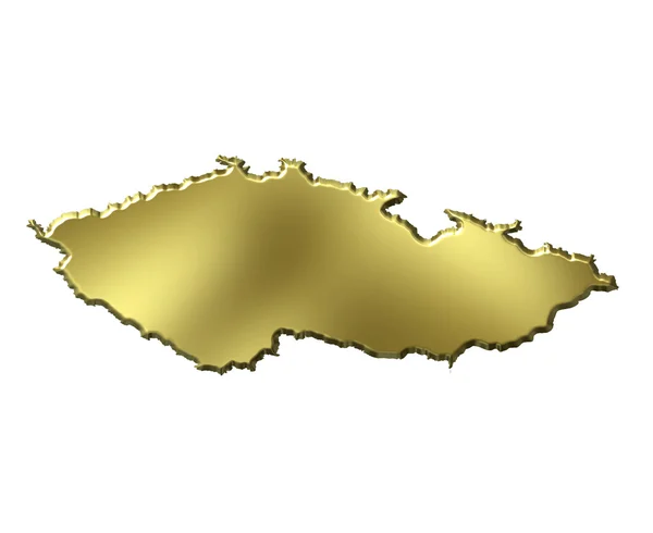 捷克共和国 3d 黄金地图 — 图库照片