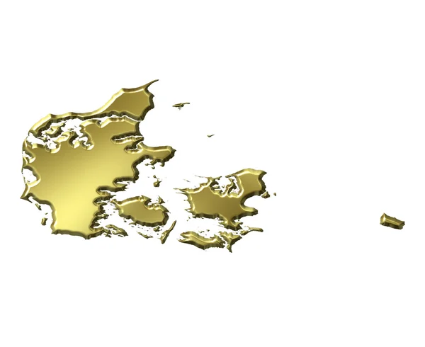 Dänemark 3d goldene Karte — Stockfoto