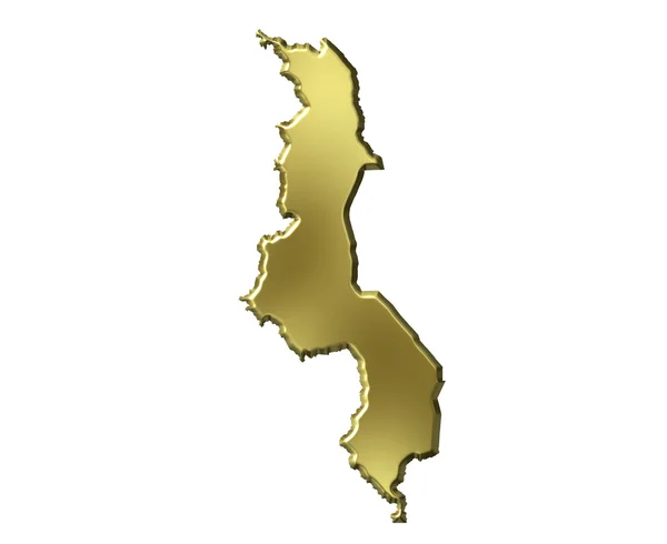 Malawi 3d Golden Map — Stock Photo, Image
