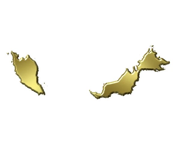 Malezja mapa 3d złoty — Zdjęcie stockowe
