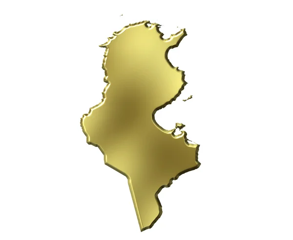 Tunisia 3d Hartă de Aur — Fotografie, imagine de stoc