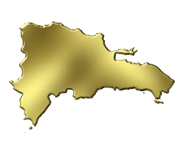 多米尼加共和国 3d 黄金地图 — 图库照片