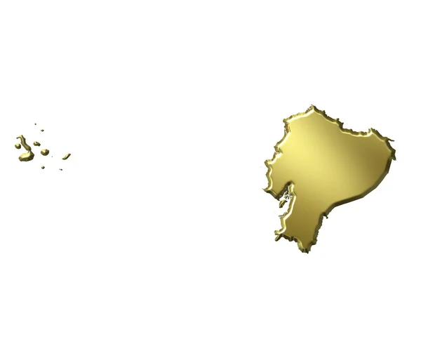 3d mapa złoty Ekwador — Zdjęcie stockowe