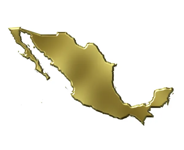 3D-gouden kaart van Mexico — Stockfoto