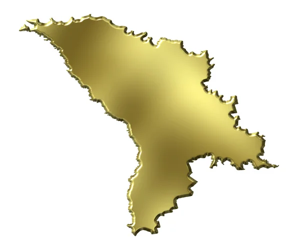 Mapa dourado de Moldova 3d — Fotografia de Stock