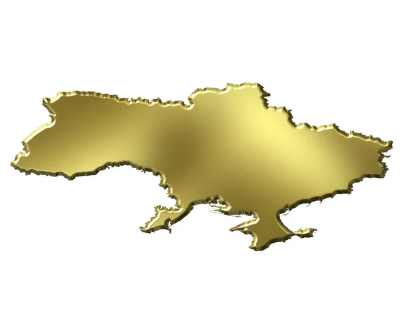 Ukraine 3d goldene Karte — Stockfoto