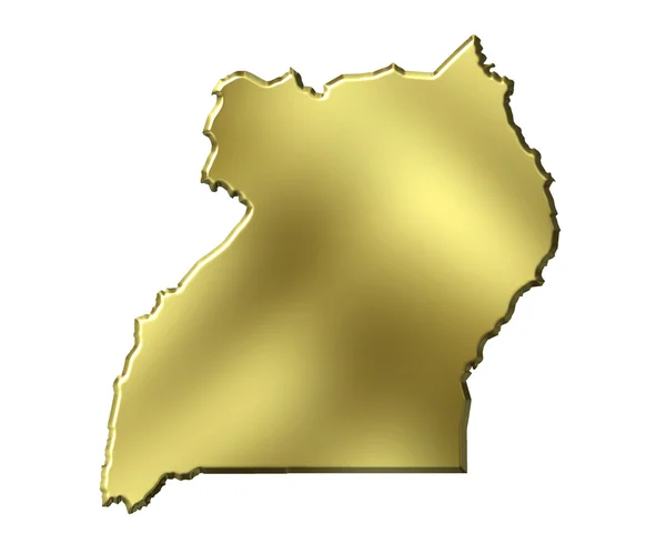Ουγκάντα 3d χάρτη χρυσή — Φωτογραφία Αρχείου