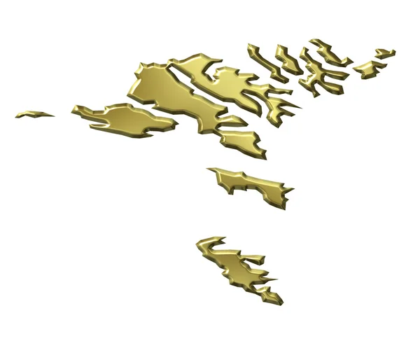 Faroe Islands 3d Golden Map — Stock Photo, Image