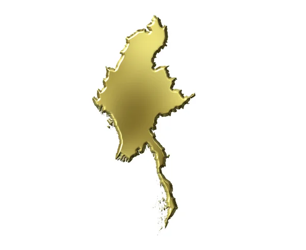 Myanmar 3d mapa de oro —  Fotos de Stock