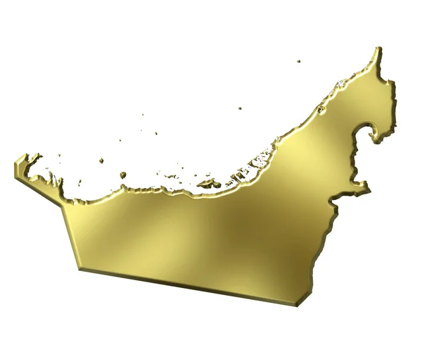 Ηνωμένα Αραβικά Εμιράτα 3d χάρτη χρυσή — Φωτογραφία Αρχείου