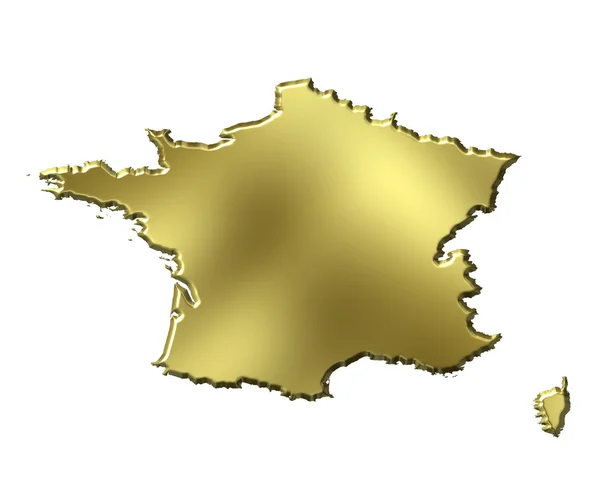 3D-gouden kaart van Frankrijk — Stockfoto