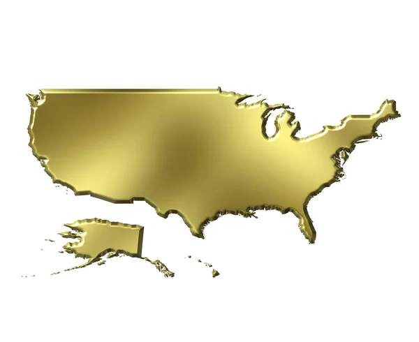 Mappa dorata USA 3d — Foto Stock