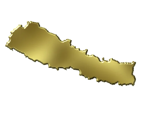 Nepál 3d zlatá mapa — Stock fotografie