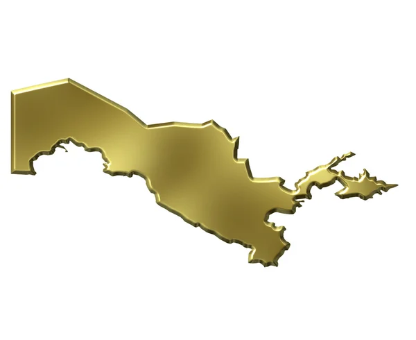 Uzbekistán 3d mapa de oro — Foto de Stock
