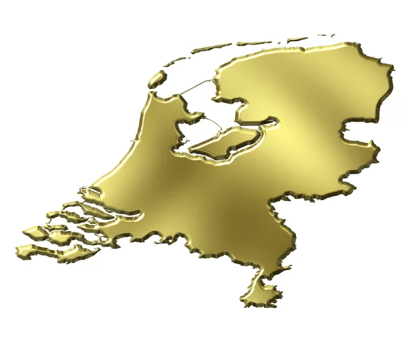 Нідерланди 3d Золотий карта — стокове фото