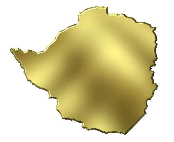 Zimbábue 3d mapa dourado — Fotografia de Stock