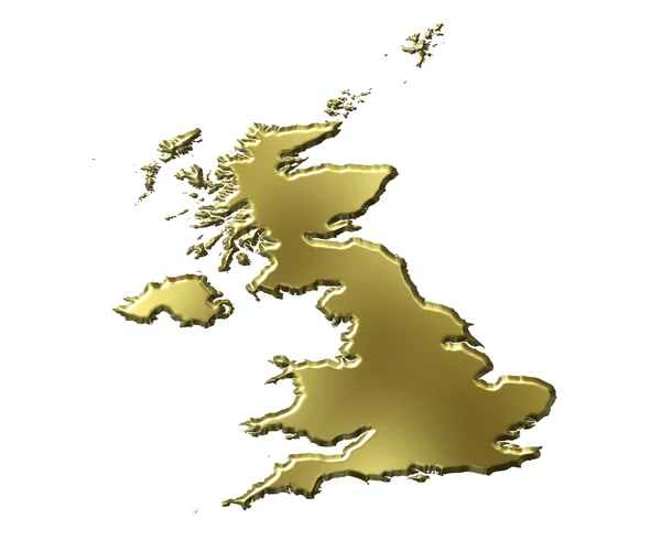 Storbritannien 3d gyllene karta — Stockfoto
