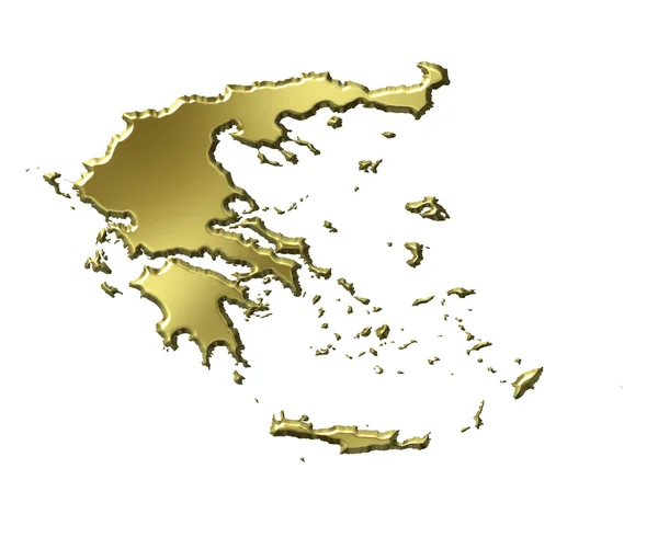 Grécia 3d Mapa Dourado — Fotografia de Stock
